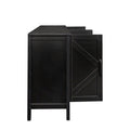 Cabinet With 4 Doors And 4 Open Shelgves,Freestanding Sideboard Storage Cabinet Entryway Floor Cabinet For Living Room Office Bedroom Black Mdf