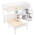 Twin Size Loft Bed With A Stand Alone Bed, Storage Staircase, Desk, Shelves And Drawers, White White Pine