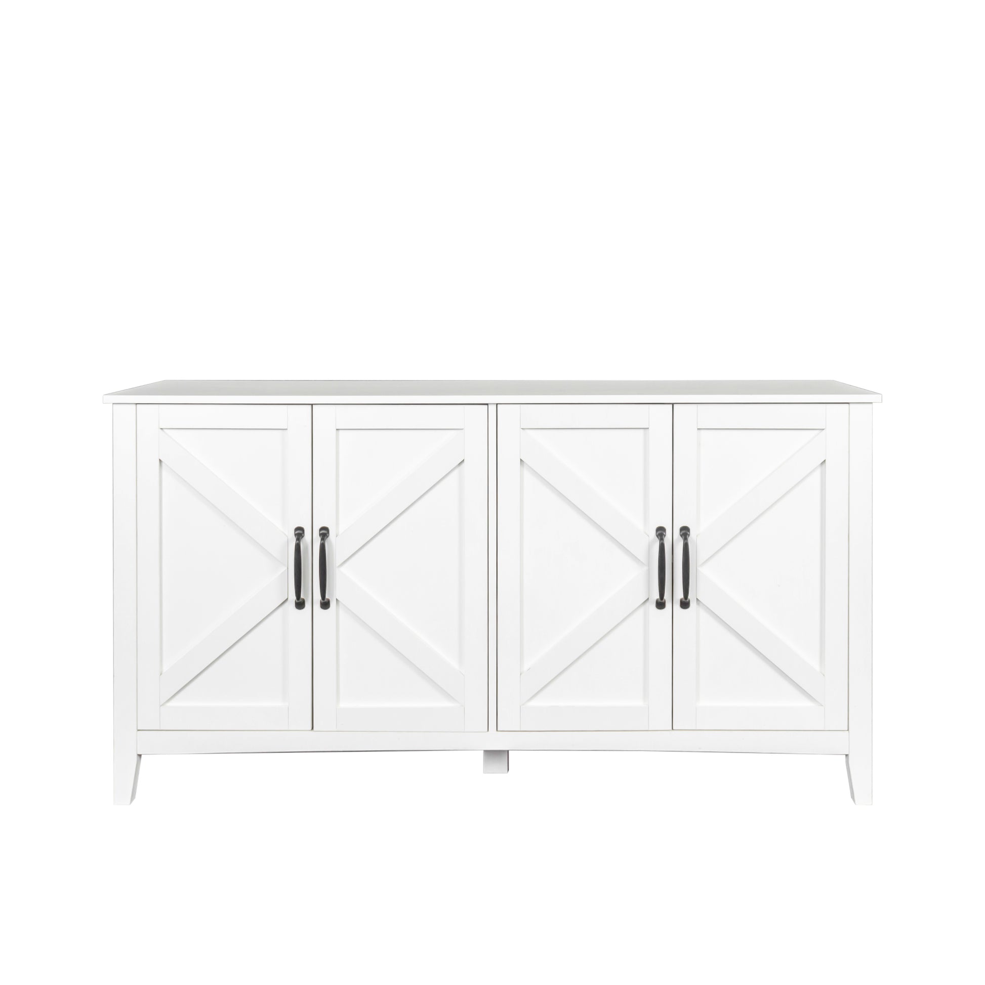 Cabinet With 4 Doors And 4 Open Shelgves,Freestanding Sideboard Storage Cabinet Entryway Floor Cabinet For Living Room Office Bedroom White Mdf