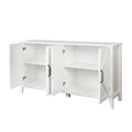 Cabinet With 4 Doors And 4 Open Shelgves,Freestanding Sideboard Storage Cabinet Entryway Floor Cabinet For Living Room Office Bedroom White Mdf