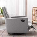 Modern Upholstered Rocker Nursery Chair Plush Seating Glider Swivel Recliner Chair, Gray Gray Linen