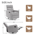 Modern Upholstered Rocker Nursery Chair Plush Seating Glider Swivel Recliner Chair, Gray Gray Linen