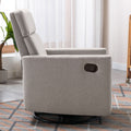 Modern Upholstered Rocker Nursery Chair Plush Seating Glider Swivel Recliner Chair, Tan Tan Linen