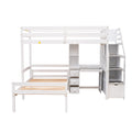 Twin Size Loft Bed With A Stand Alone Bed, Storage Staircase, Desk, Shelves And Drawers, White White Pine