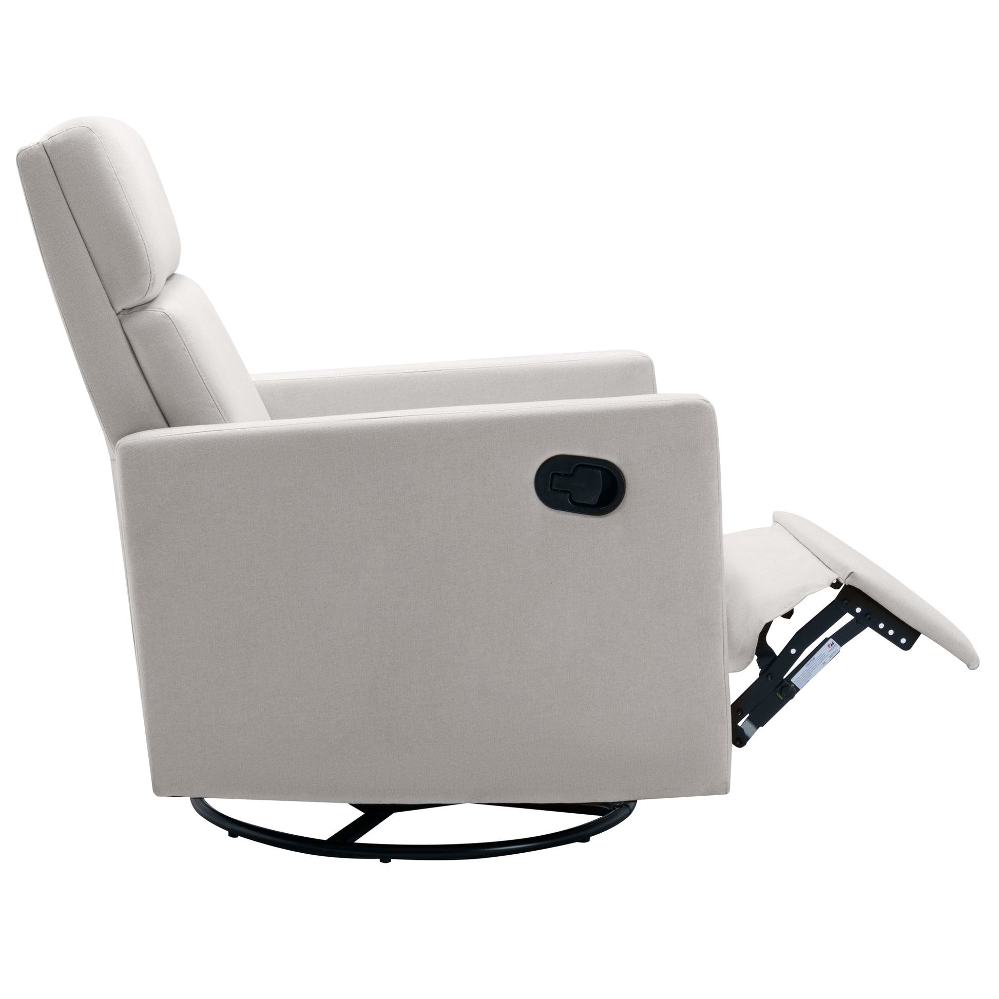 Modern Upholstered Rocker Nursery Chair Plush Seating Glider Swivel Recliner Chair, Beige Beige Linen