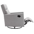 Modern Upholstered Rocker Nursery Chair Plush Seating Glider Swivel Recliner Chair, Gray Gray Linen