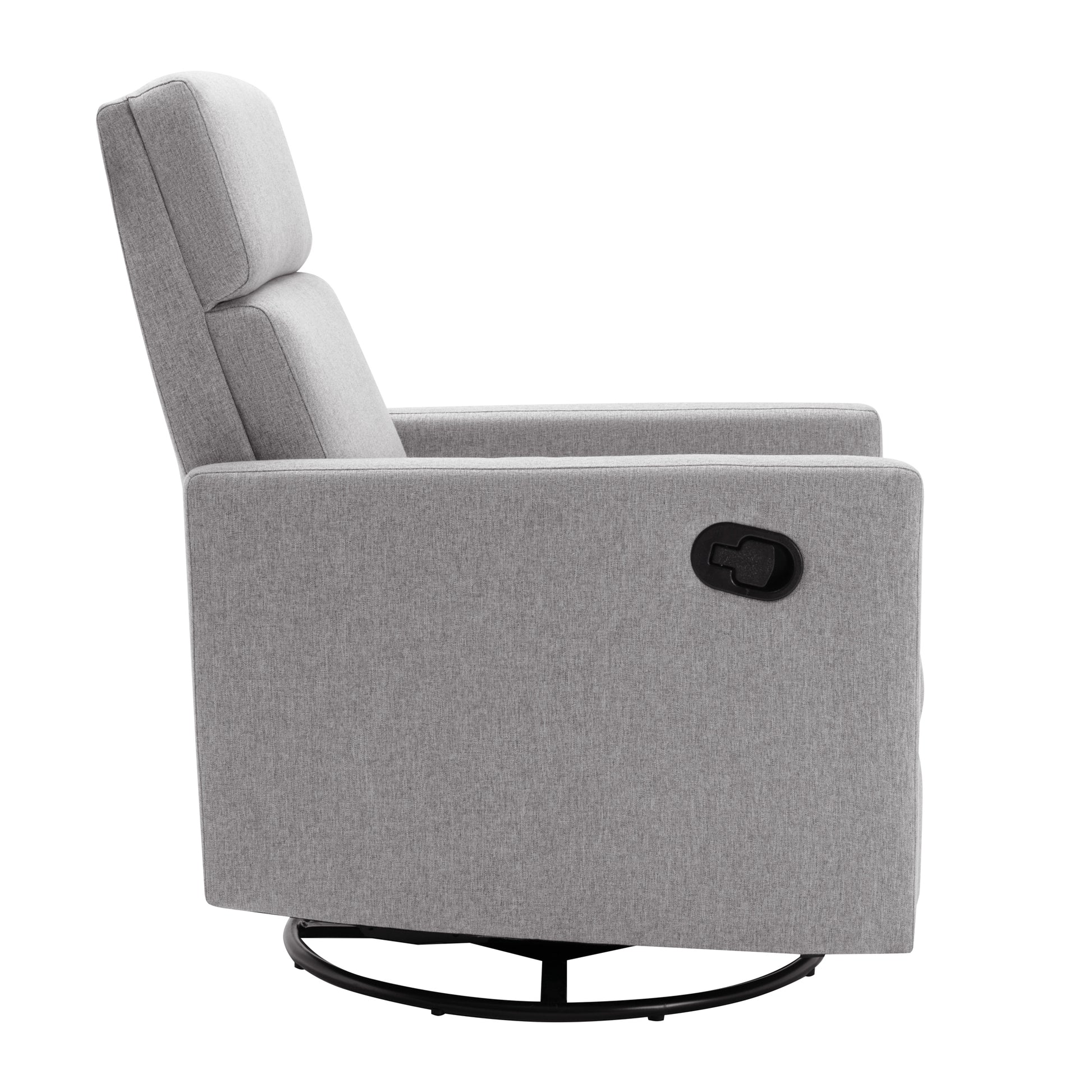 Modern Upholstered Rocker Nursery Chair Plush Seating Glider Swivel Recliner Chair, Gray Gray Linen