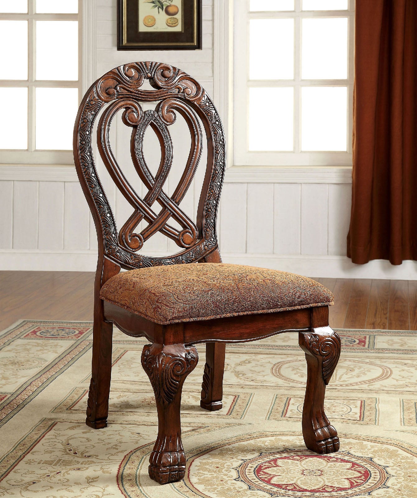 Formal Majestic Traditional Dining Chairs Cherry Solid cherry-brown-dining