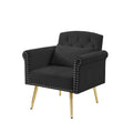 Black Velvet Armchair With Metal Legs Black Foam Velvet