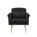 Black Velvet Armchair With Metal Legs Black Foam Velvet