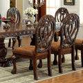 Formal Majestic Traditional Dining Chairs Cherry Solid Wood Fabric Seat Intricate Carved Details Set Of 2 Side Chairs Cherry Brown Dining Room Classic,Luxury,Traditional Dining Chairs Solid Wood