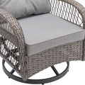 3 Pieces Outdoor Swivel Rocker Patio Chairs, 360 Degree Rocking Patio Conversation Set With Thickened Cushions And Glass Coffee Table For Backyard, Grey Grey Steel