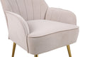 Modern Mid Century Chair Velvet Sherpa Armchair For Living Room Bedroom Office Easy Assemble Beige Beige Foam Velvet