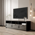 Black Modern Minimalist Tv Cabinet 80 Inch Tv Stand, Open Locker Living Room Bedroom Black Mdf