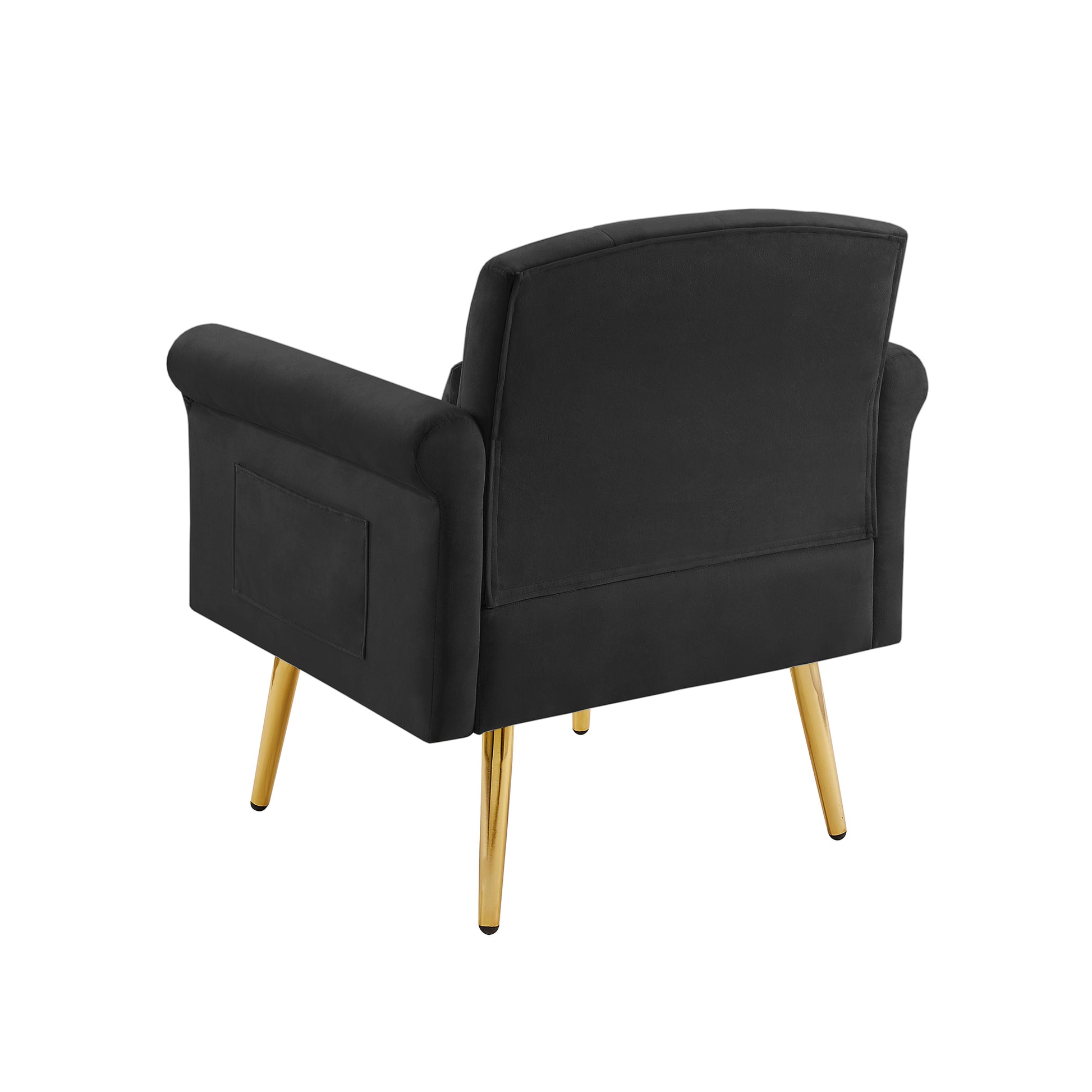 Black Velvet Armchair With Metal Legs Black Foam Velvet