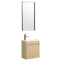 Bathroom Vanity With Single Sink,18 Inch For Small Bathroom Excluding Faucets Light Teak 1 Bathroom Wall Mounted Modern Plywood