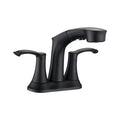 Bathroom Faucet With Pull Out Sprayer, 2 Handle 4 Inch Faucet Utility Sink Faucet, Matte Black Matte Black Stainless Steel