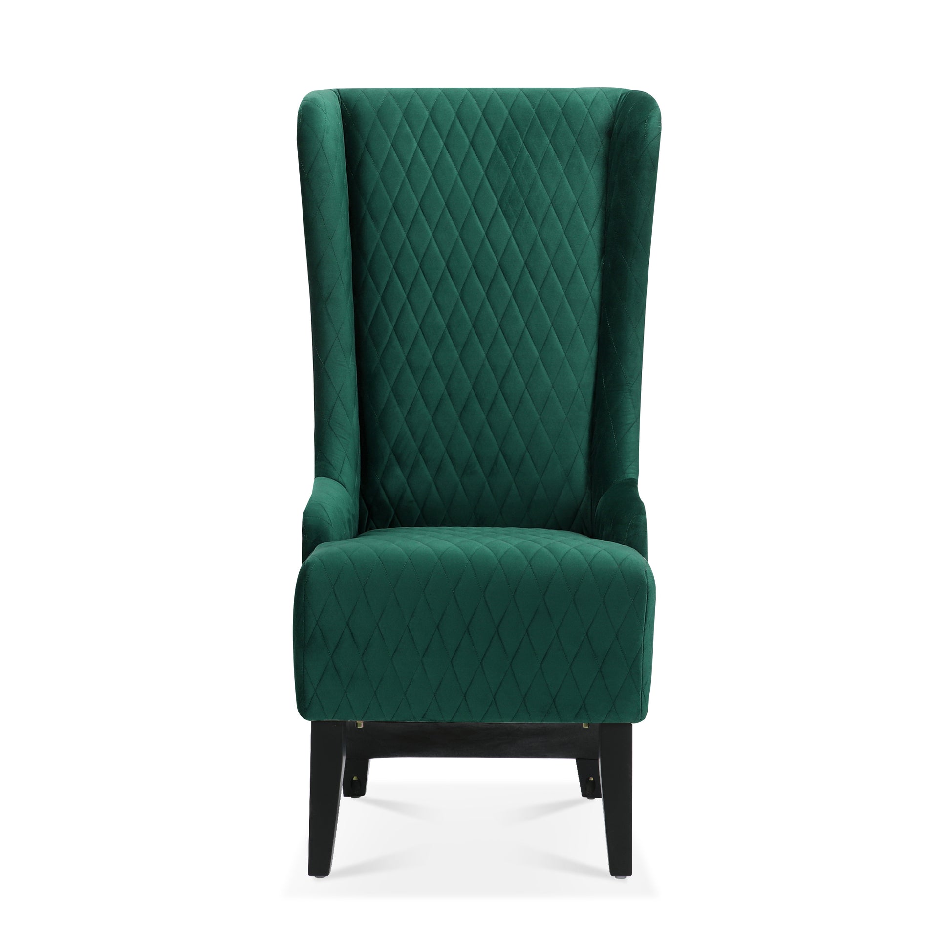 23.03" Wide High Back Velvet Accent Chair, Comfy High Wingback Chair, Living Room Chair With Soft Padded & Wooden Legs, Modern Side Chair For Living Room, Bedroom, Green Retro Green Fabric