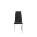 Black Modern Simple Style Dining Chair Leather Chrome Metal Pipe Diamond Grid Pattern Restaurant Home Conference Chair Set Of 6 Black Pu Leather