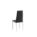 Black Modern Simple Style Dining Chair Leather Chrome Metal Pipe Diamond Grid Pattern Restaurant Home Conference Chair Set Of 6 Black Pu Leather