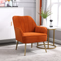 Modern Mid Century Chair Velvet Sherpa Armchair For Living Room Bedroom Office Easy Assemble Orange Orange Foam Velvet