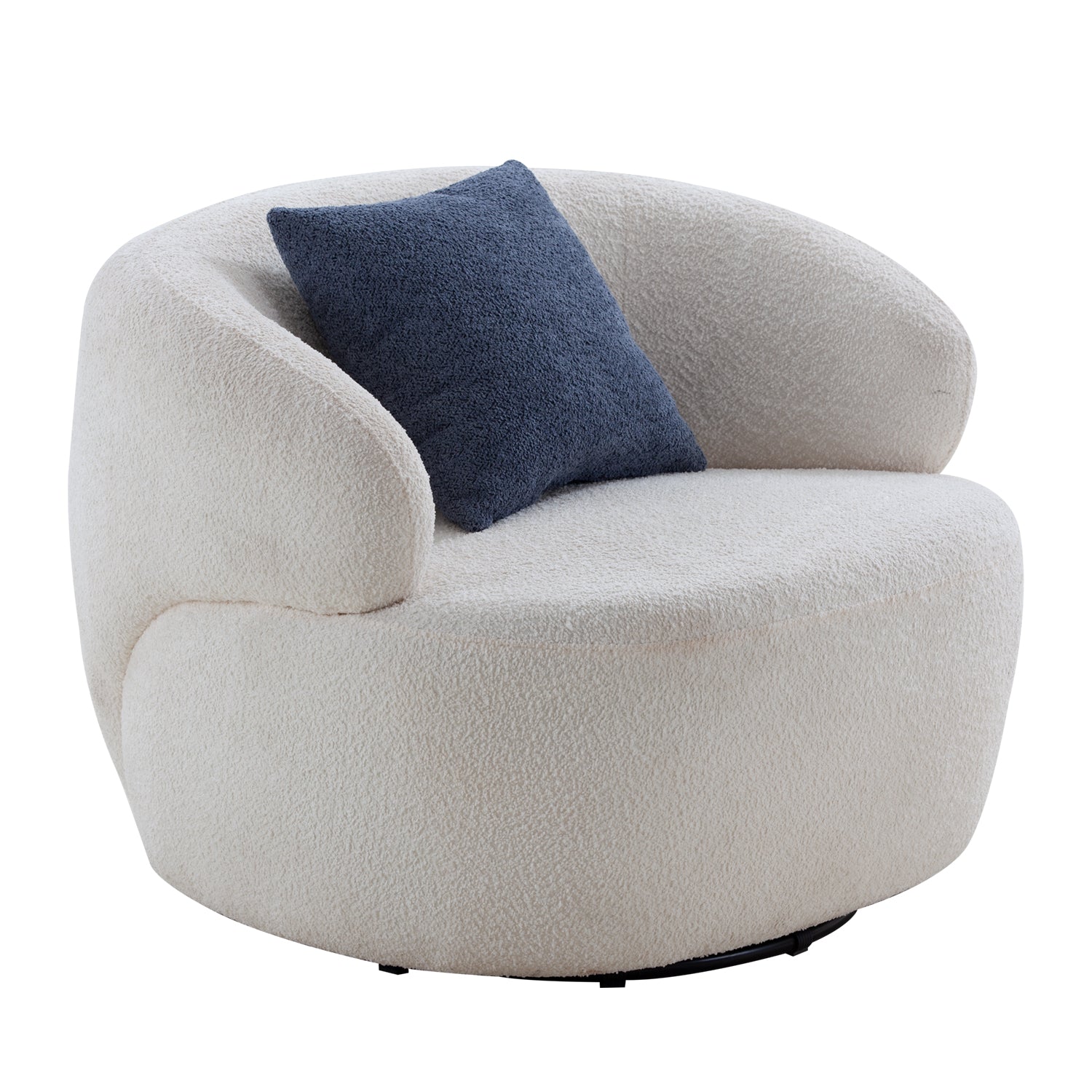 Swivel Barrel Chair Living Room, Single Chair For Small Space Comfy Round Sofa Chair Boucle Accent Chair Circle Sherpa, Arm Chair Reading Room Chair Lounge Chair Bedroom Club White Upholstered 1 Seat