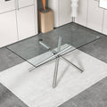 Large Modern Minimalist Rectangular Glass Dining Table silver-glass