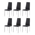 Black Modern Simple Style Dining Chair Leather Chrome Metal Pipe Diamond Grid Pattern Restaurant Home Conference Chair Set Of 6 Black Pu Leather