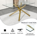 Large Modern Minimalist Rectangular Glass Dining Table golden-glass