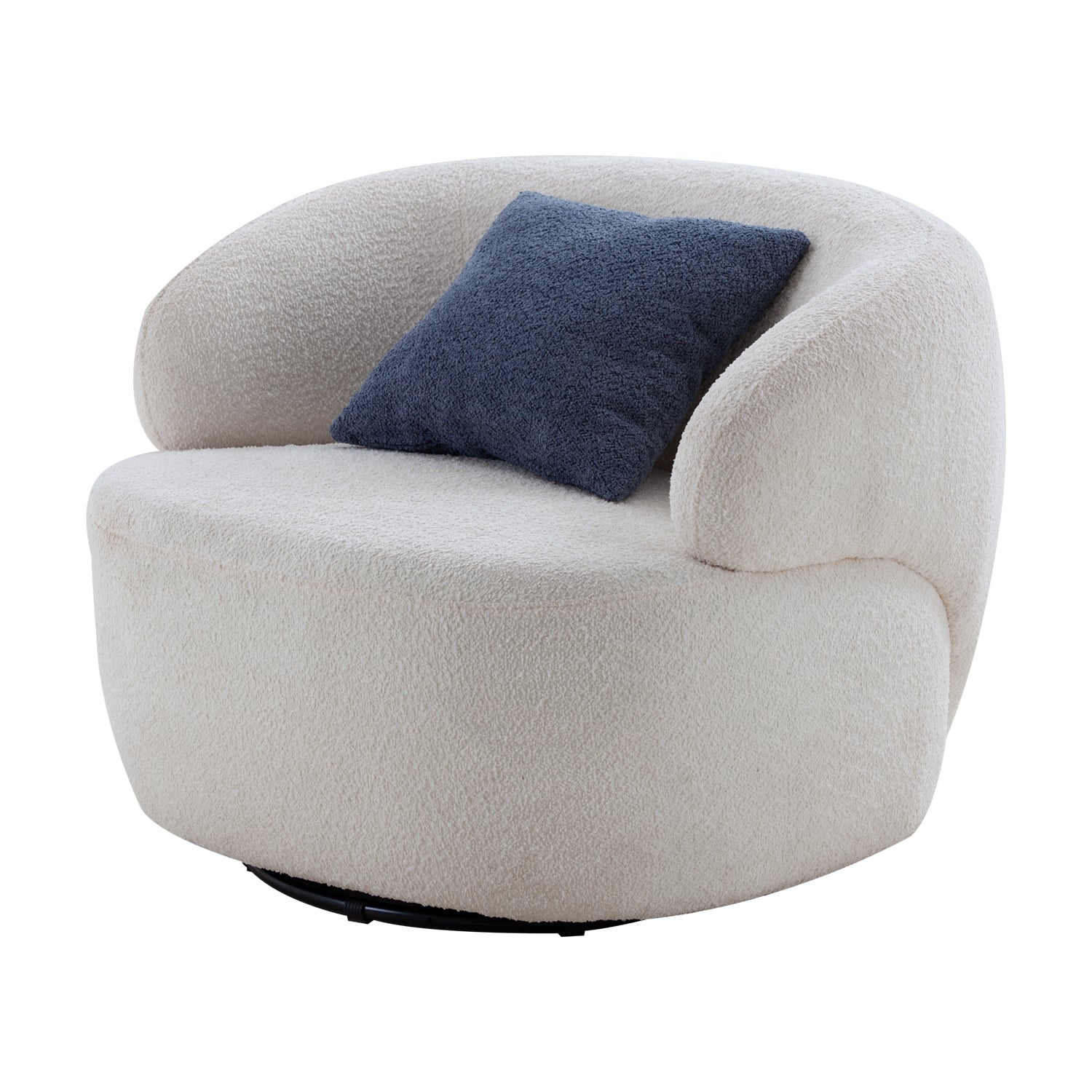 Swivel Barrel Chair Living Room, Single Chair For Small Space Comfy Round Sofa Chair Boucle Accent Chair Circle Sherpa, Arm Chair Reading Room Chair Lounge Chair Bedroom Club White Upholstered 1 Seat