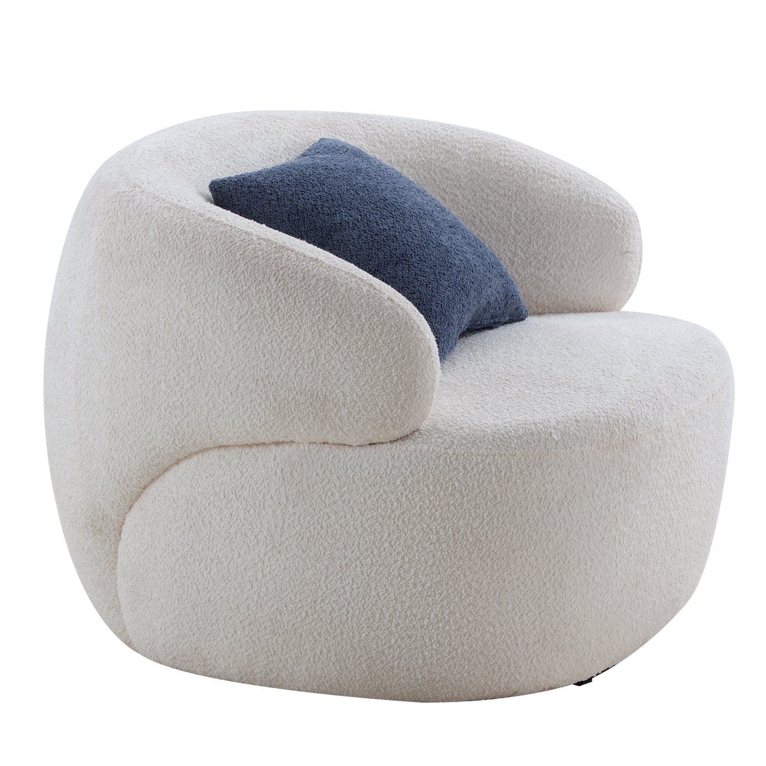 Swivel Barrel Chair Living Room, Single Chair For Small Space Comfy Round Sofa Chair Boucle Accent Chair Circle Sherpa, Arm Chair Reading Room Chair Lounge Chair Bedroom Club White Upholstered 1 Seat
