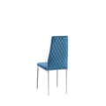 Light Blue Modern Simple Style Dining Chair Fabric Chrome Metal Pipe Diamond Grid Pattern Restaurant Home Conference Chair Set Of 6 Light Blue Fabric