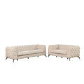 Modern 3 Piece Sofa Sets With Sturdy Metal Legs,Velvet Upholstered Couches Sets Including Three Seat Sofa, Loveseat And Single Chair For Living Room Furniture Set,Beige Beige Foam Velvet