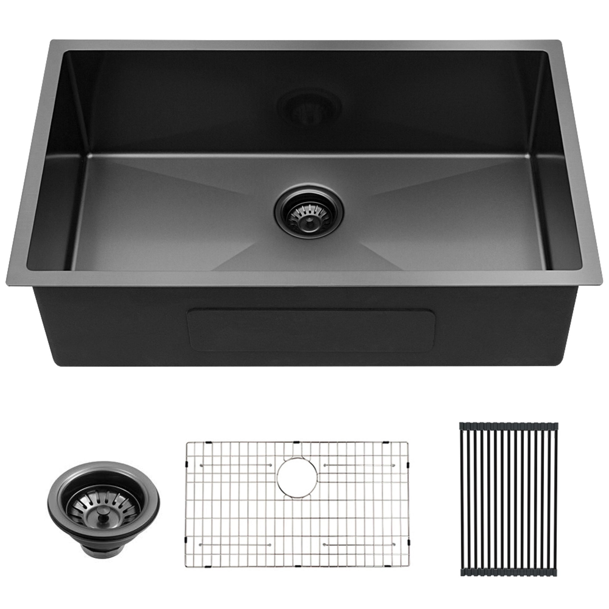 28 Inch Undermount Sink 28"X18"X10" Gunmetal Black Undermount Kitchen Sink 16 Gauge 10 Inch Deep Single Bowl Kitchen Sink Basin Gunmetal Black Stainless Steel