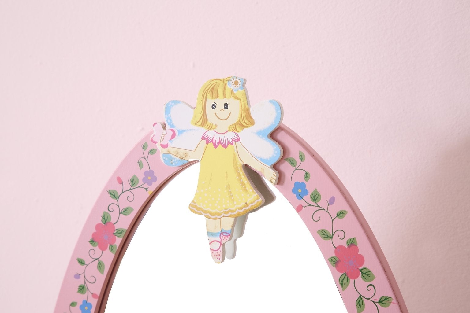 Olivia The Fairy Girls Wooden Standing Mirror Pink Mdf