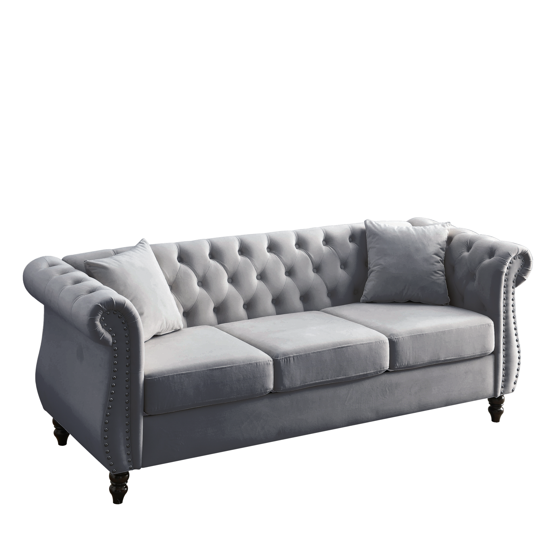 3 Seater 3 Seater Combination Sofa.Grey Velvet W834S00062 Grey Foam Velvet