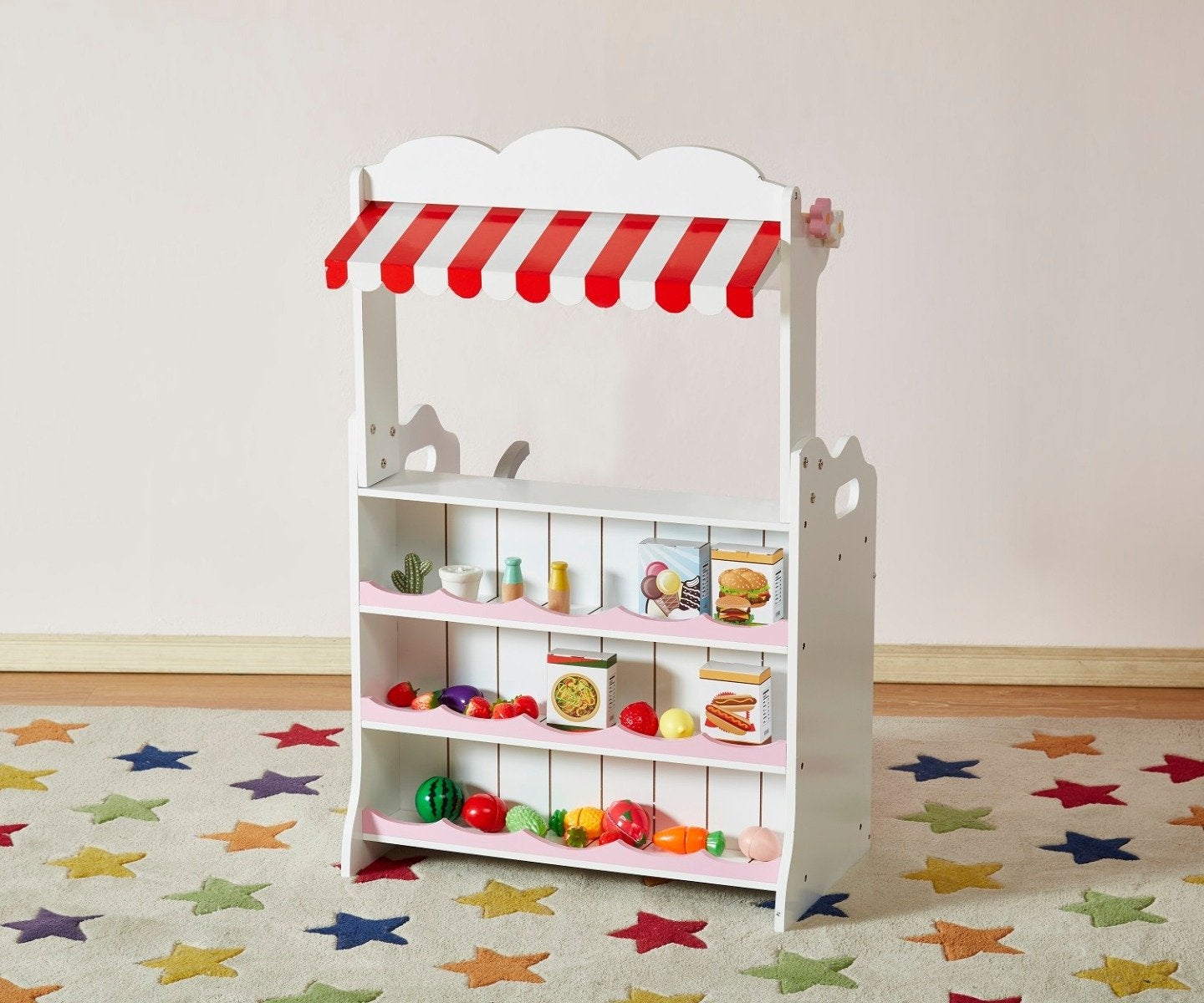 2 In 1 Pink Pretend Kitchen And Market Stal Pink Mdf