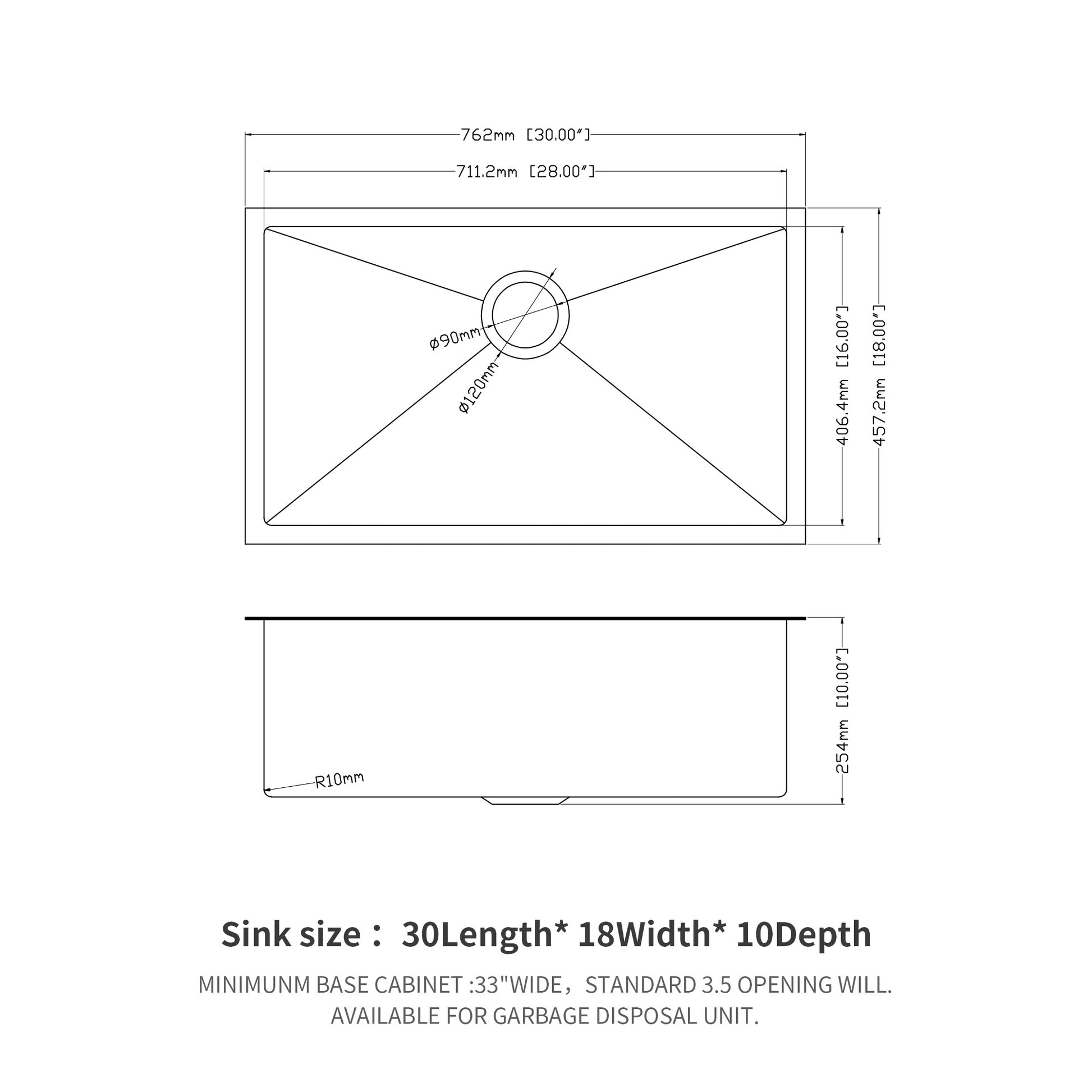 30 Inch Undermount Sink 30"X18"X10" Gunmetal Black Undermount Kitchen Sink 16 Gauge 10 Inch Deep Single Bowl Kitchen Sink Basin Gunmetal Black Stainless Steel