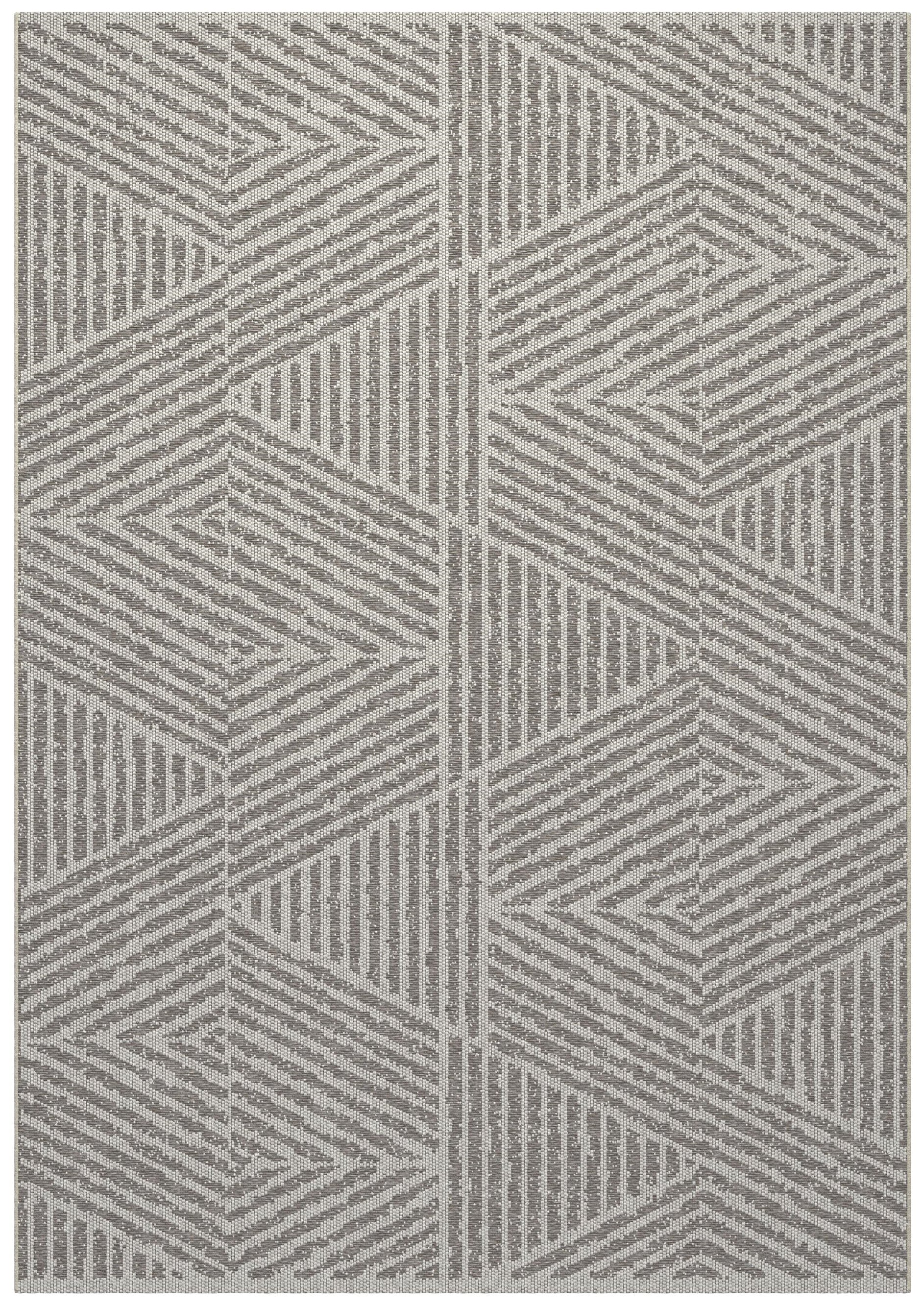 Pyramids Stone Neutral Indoor Outdoor Polypropylene Area Rug 5X8 Light Gray Polypropylene