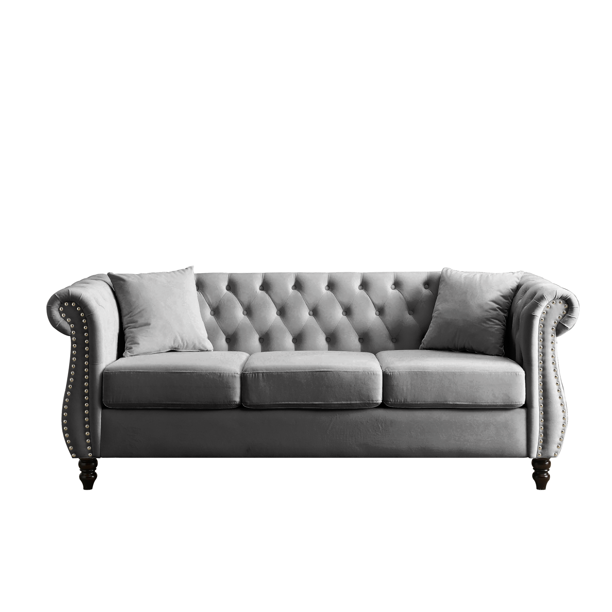 3 Seater 3 Seater Combination Sofa.Grey Velvet W834S00062 Grey Foam Velvet
