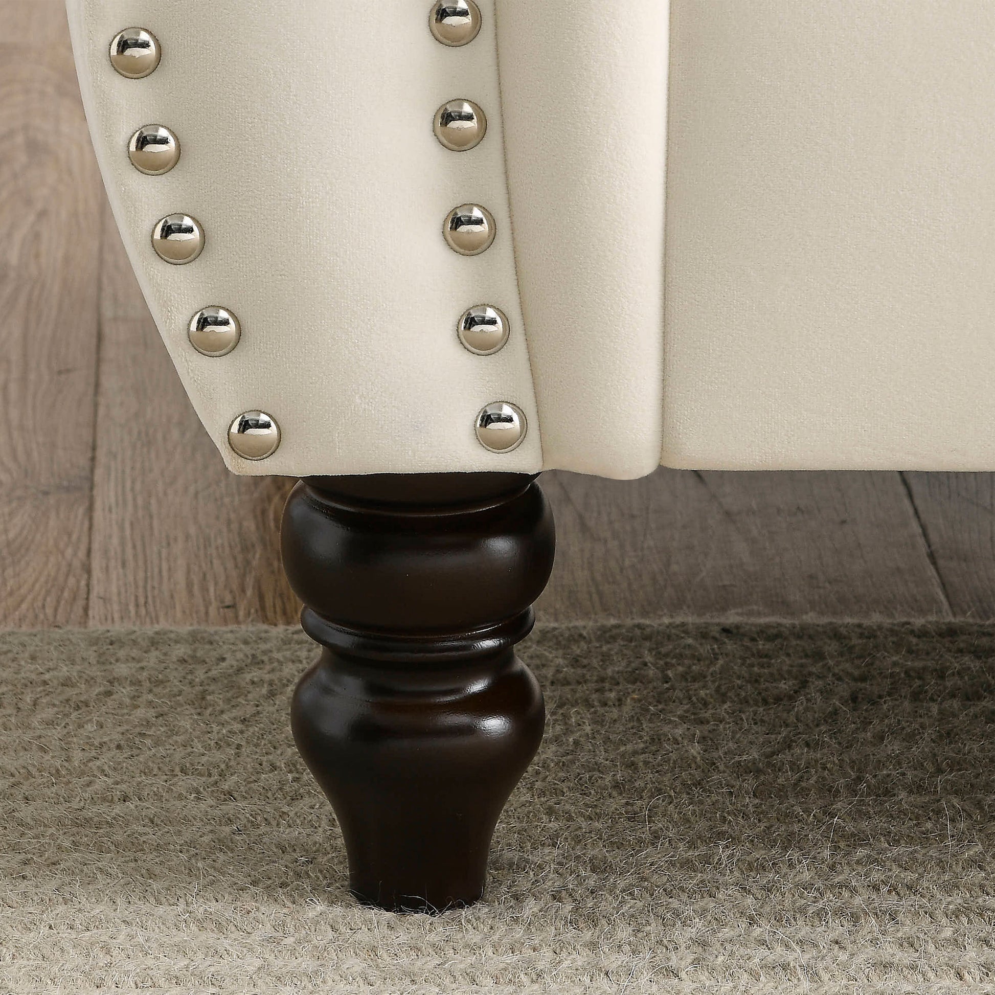 Video 80" Chesterfield Sofa Beige Velvet For Living Room, 3 Seater Sofa Tufted Couch With Rolled Arms And For Living Room, Bedroom, Office, Apartment, Two Pillowsw834S00008 Beige Foam Velvet