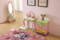 Layla Girls Flower Vanity Set With Stool Green Mdf