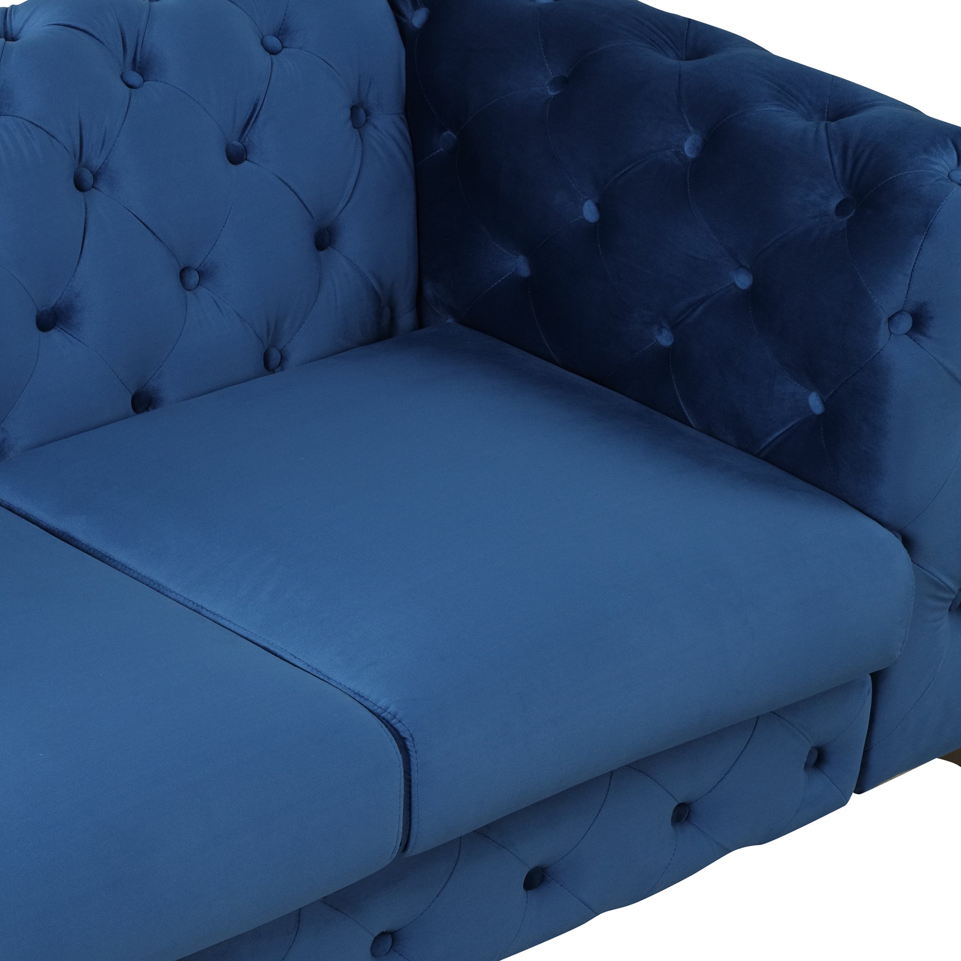 63" Velvet Upholstered Loveseat Sofa,Modern Loveseat Sofa With Button Tufted Back,2 Person Loveseat Sofa Couch For Living Room,Bedroom,Or Small Space,Blue Blue Foam Velvet