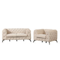 Modern 3 Piece Sofa Sets With Sturdy Metal Legs,Velvet Upholstered Couches Sets Including Three Seat Sofa, Loveseat And Single Chair For Living Room Furniture Set,Beige Beige Foam Velvet