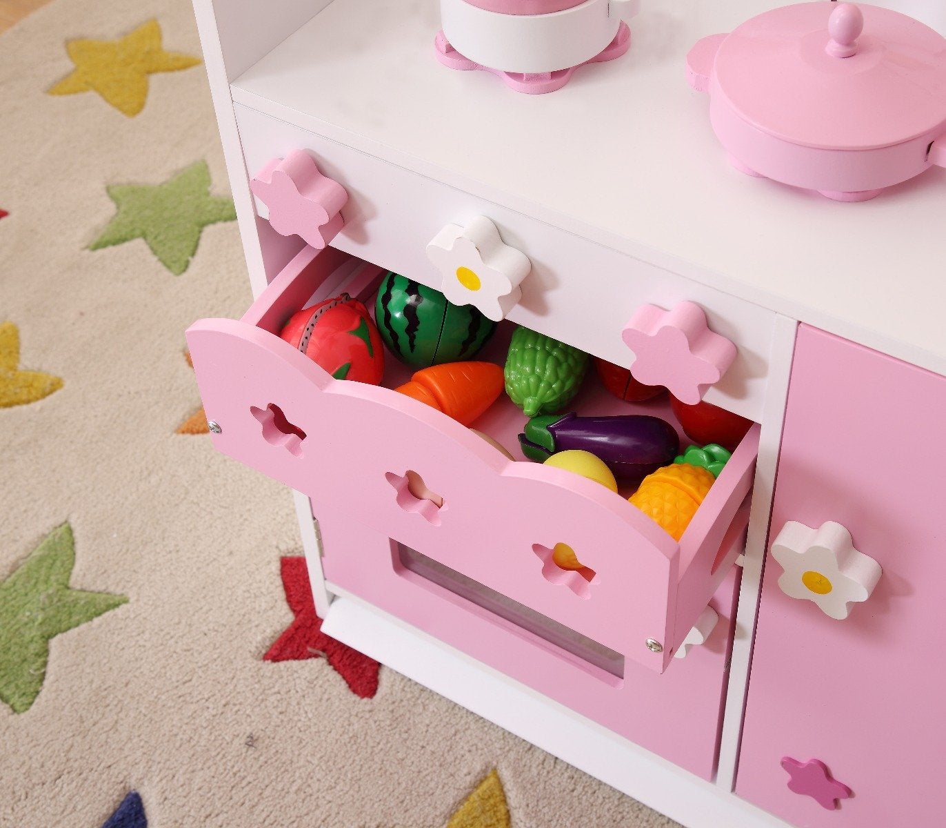 2 In 1 Pink Pretend Kitchen And Market Stal Pink Mdf