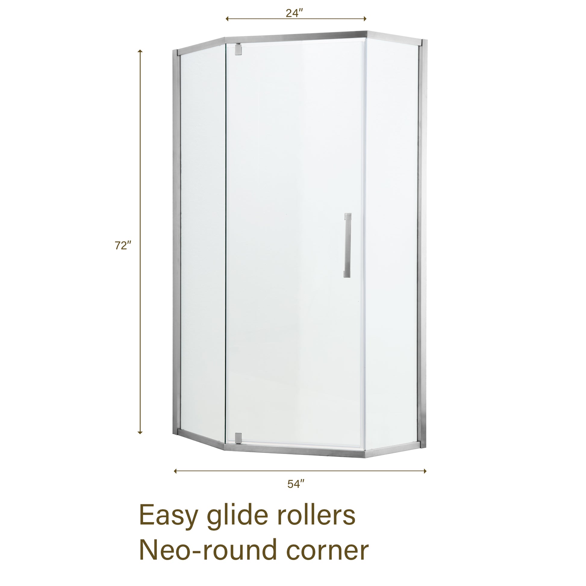 Shower Door 34 1 8" X 72" Semi Frameless Neo Angle Hinged Shower Enclosure, Chrome Chrome Glass