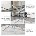 Large Modern Minimalist Rectangular Glass Dining Table silver-glass