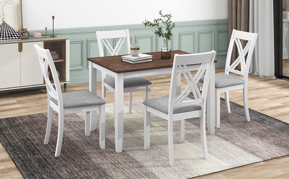 Rustic Minimalist Wood Piece Dining Table Set With X Back Chairs F