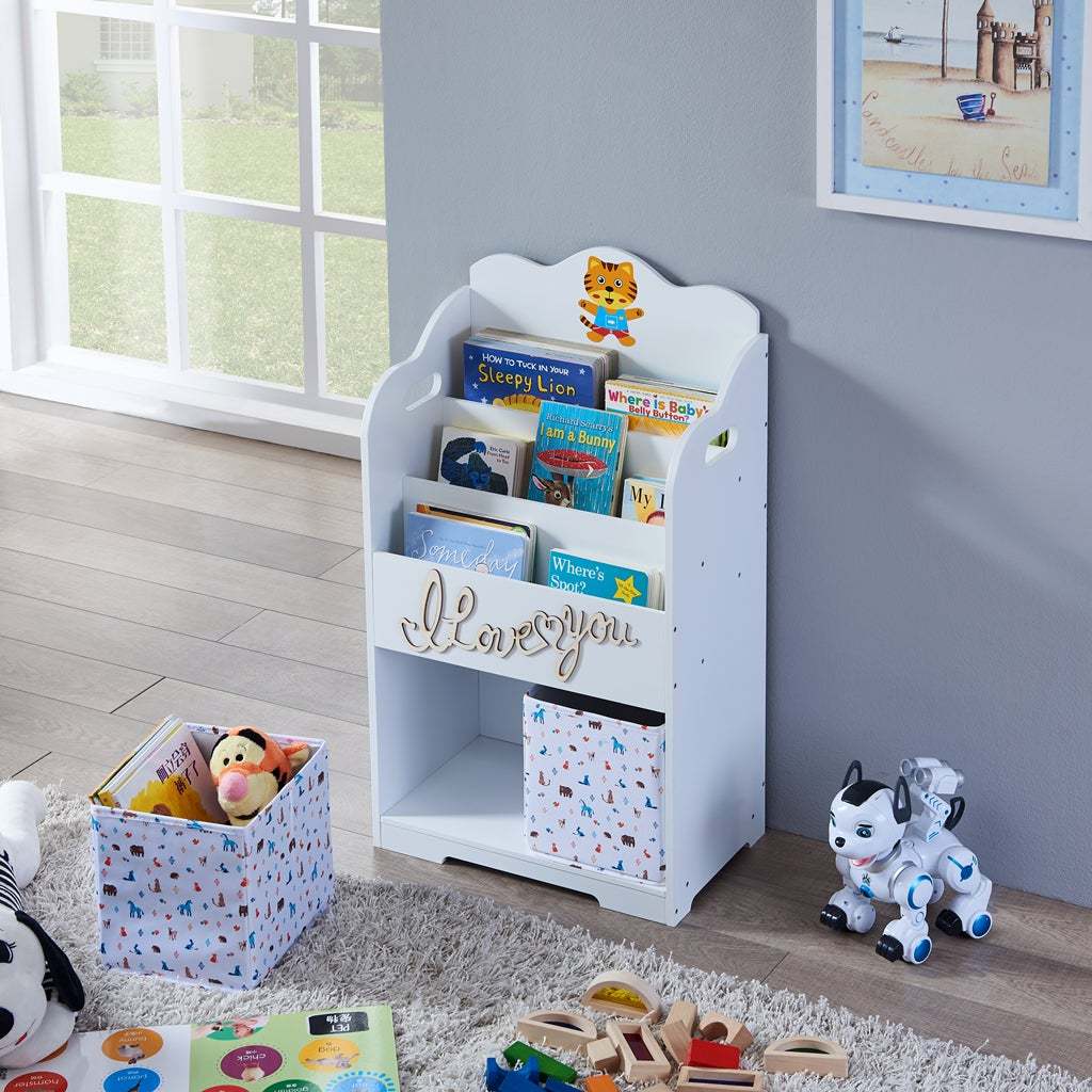 Maison Kids Bookcase With Toy Storage White Mdf