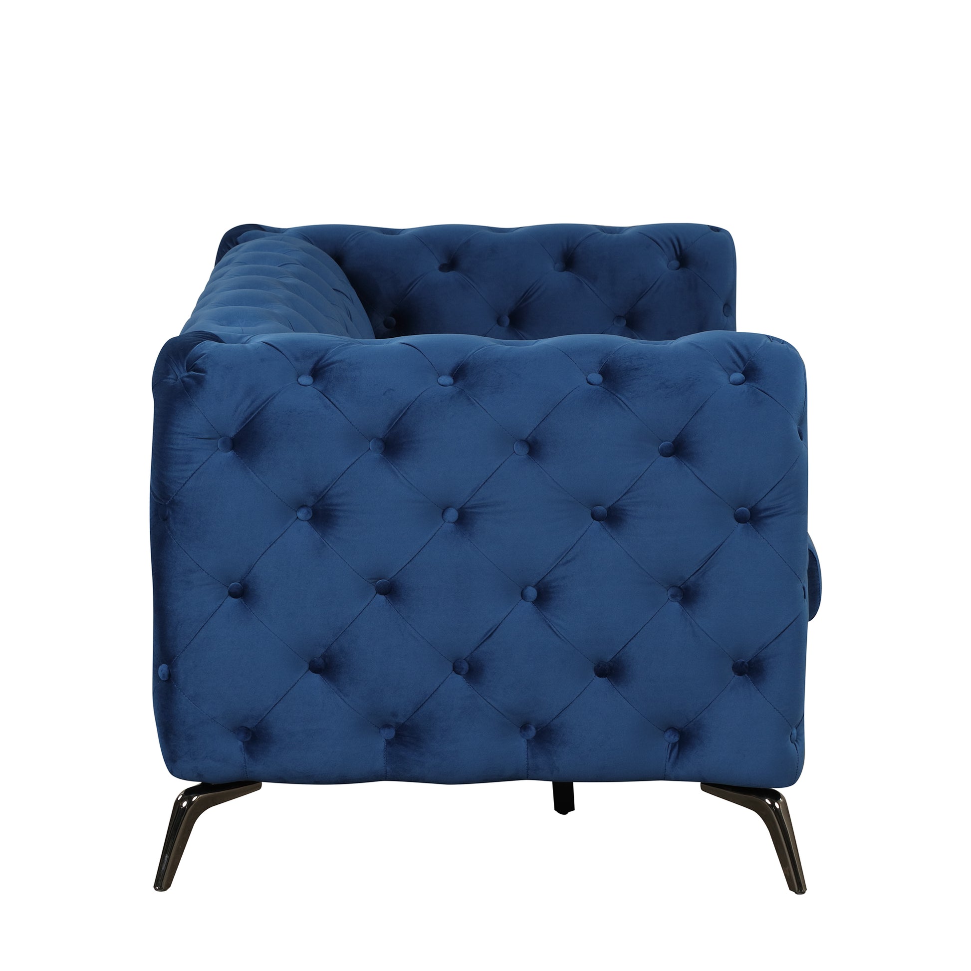 63" Velvet Upholstered Loveseat Sofa,Modern Loveseat Sofa With Button Tufted Back,2 Person Loveseat Sofa Couch For Living Room,Bedroom,Or Small Space,Blue Blue Foam Velvet